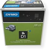  DYMO Standard D1 labeling tape for Labe lManager Label Makers, Black print on Clear tape, 1/2