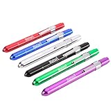 Mini Medical Penlight with Pupil Gauge for Nurses, Hatori A Pack of 3pcs Aluminum Reusable White LED Pen Flashlight (Red/Purple/Blue)