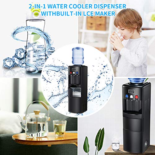 Antarctic Star 2in1 Water Cooler Dispenser with Builtin Ice Maker, Freestanding Hot Cold Top