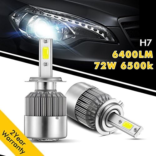H7 Led Headlight Bulbs, Wediamond Car LED Headlight Lamp CREE Bulbs Conversion Kits 72W, 6400Lumen, 6500 white Cree, Waterproof IP67 for Cars Replacement 2 Pcs(1 Pair)- 2  Year Warranty