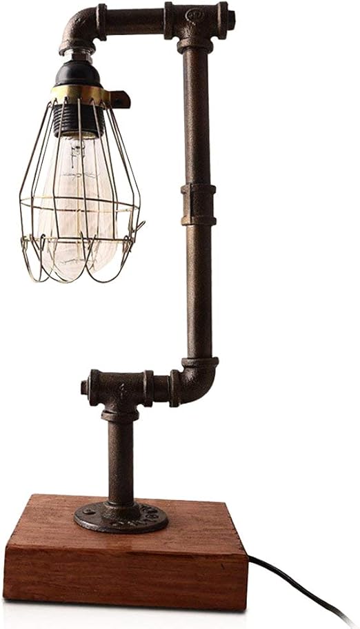 niuyao lampara de mesa forma tubo jaula metal vintage lamparas de escritorio estilo loft industrial retro 1 luz negro