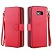Galaxy S8 Plus Case, LONTECT PU Leather 9 Card Slot Wallet Folio Case with Detachable Magnetic Hard Case for Samsung Galaxy S8 Plus - Red