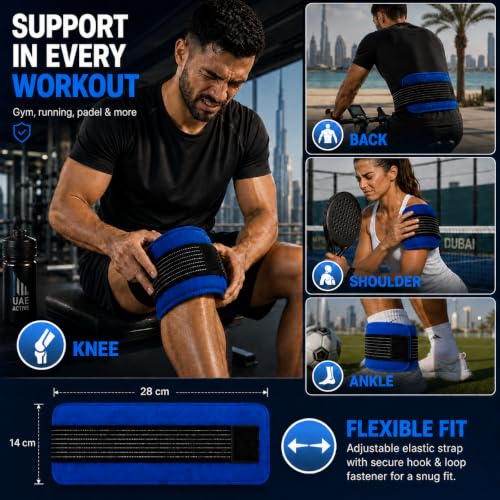 UZISUO Large Ice Pack Extra Long-Lasting Cooling, 3Pcs Reusable Cold Pack, Flexible Hot & Cold Gel Pad，Adjustable Ice Wrap for Knee, Shoulder, Ankle, Back & Neck，Post-Sport Recovery