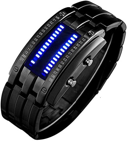 AIMES Binary Watch for Men Lava Matrix Blue LED Digital Wristwatch