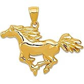 JewelryWeb 14k Yellow Gold Polished Horse Pendant Necklace 24.4x28.4mm Pendant for Women