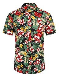COOFANDY Men's Hawaiian Floral Shirts Button Down