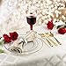 BloominGoods 50 Plastic Disposable Dinner Plates | 10.25 inches White with Gold Rim Real China Look | Ideal for Weddings, Parties, & Catering | Heavy Duty & Non Toxic (50-Pack)