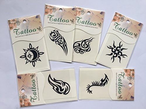 6 sheet/pack Temporary Tattoos,Tattoo Art, Removable Tattoos,cool,funny and waterproof,Fashion Body Art Stickers (01 - 06)