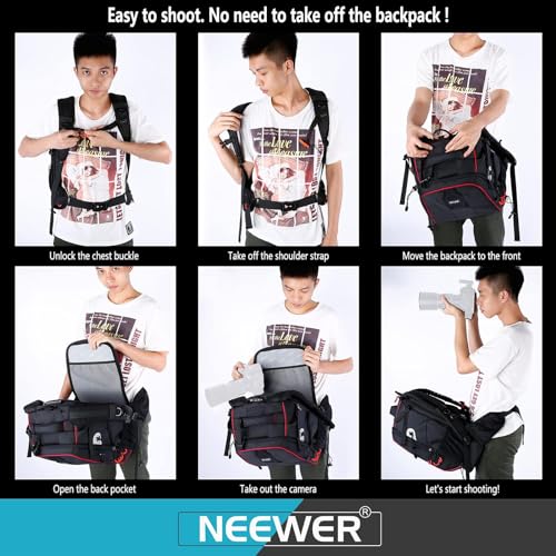 Neewer Pro Camera Case Waterproof Shockproof Adjustable Padded Camera Backpack Bag with Anti Theft Lock for DSLR, Compatible with DJI Phantom 1 2 3 Drone Tripods Flash Lens Accessories