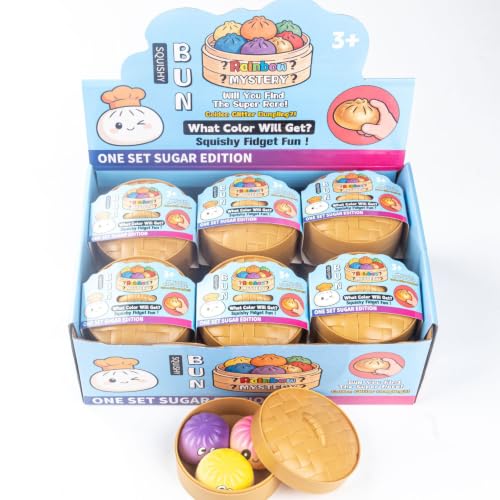 ORCHID M® 3 Pcs Sugar Glitter Dumpling Squishy,Bao Bun Squishy Dumling Mystery Box,Stress Relief Fidget Squeeze Toys for Boys Girls,Party Favors,Goodie Bags Fillers,Birthday Day Gifts（5*4）