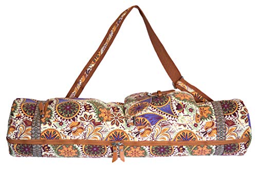SukhaMat – Large Yoga Mat Bag Carrier with 3 Storage Pockets, Air-Vents and Adjustable Shoulder Strap Heavy Duty & Machine Washable – Fits Most Yoga Mat Sizes (Paisley)