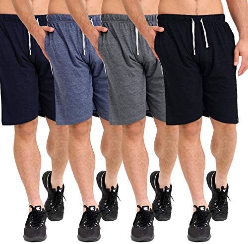 KIKFIT 2 Pack Mens Jersey Shorts Top Bottoms Pyjama Side Stripe Nightwear Lounge Pants
