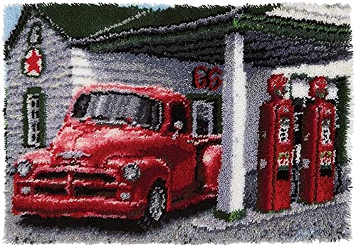 Bonseor Latch Hook Kits for Adults, Gas Station Rug Making Kits Latch Hook Rug Kits, 40.2X27.2 Inch (102 x 69cm)