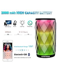 Altavoces Bluetooth portátiles con luces LED, 6 patrones, altavoz inalámbrico visual 4.1 HD HiFi, potente sonido integrado micrófono, AUX, manos libres para el hogar al aire libre, altavoz Bluetooth inalámbrico
