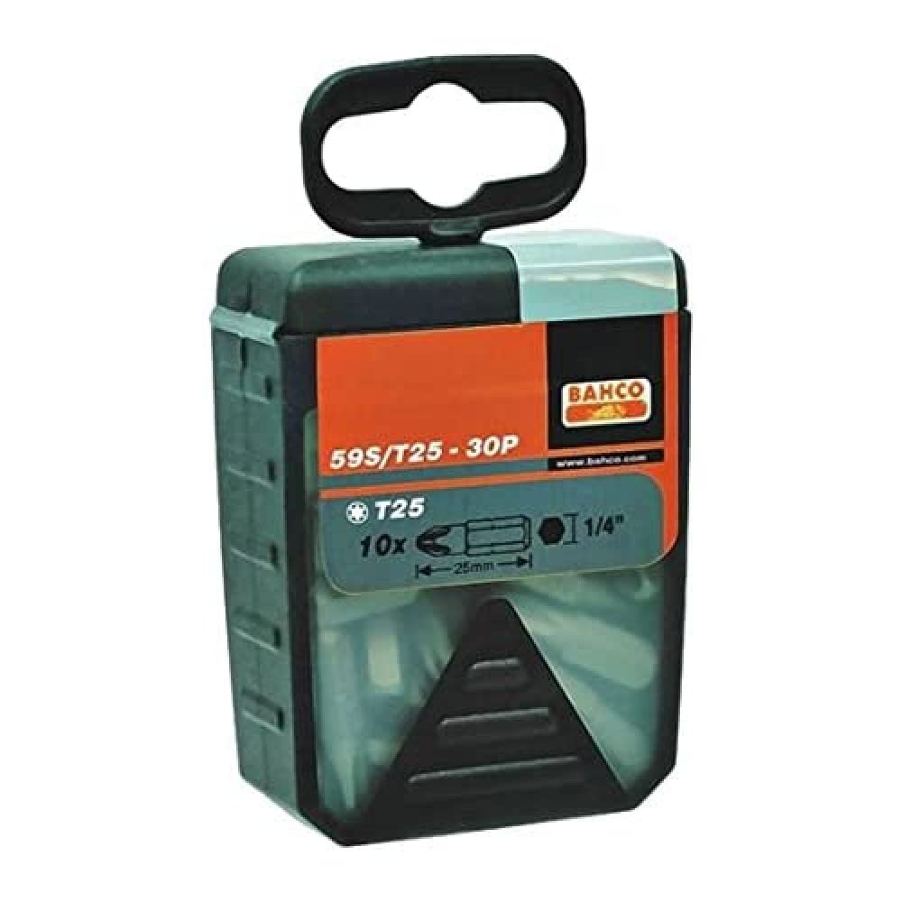 Bahco 59S/T30-30P T30 Bits for Torx Head Screws, Multi-Colour, 25 mm, Set of 30 Pieces