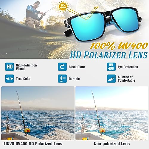 LINVO Polarized Sunglasses for Men and Women Driving Sunglasses UV Protection 100% Square Shades