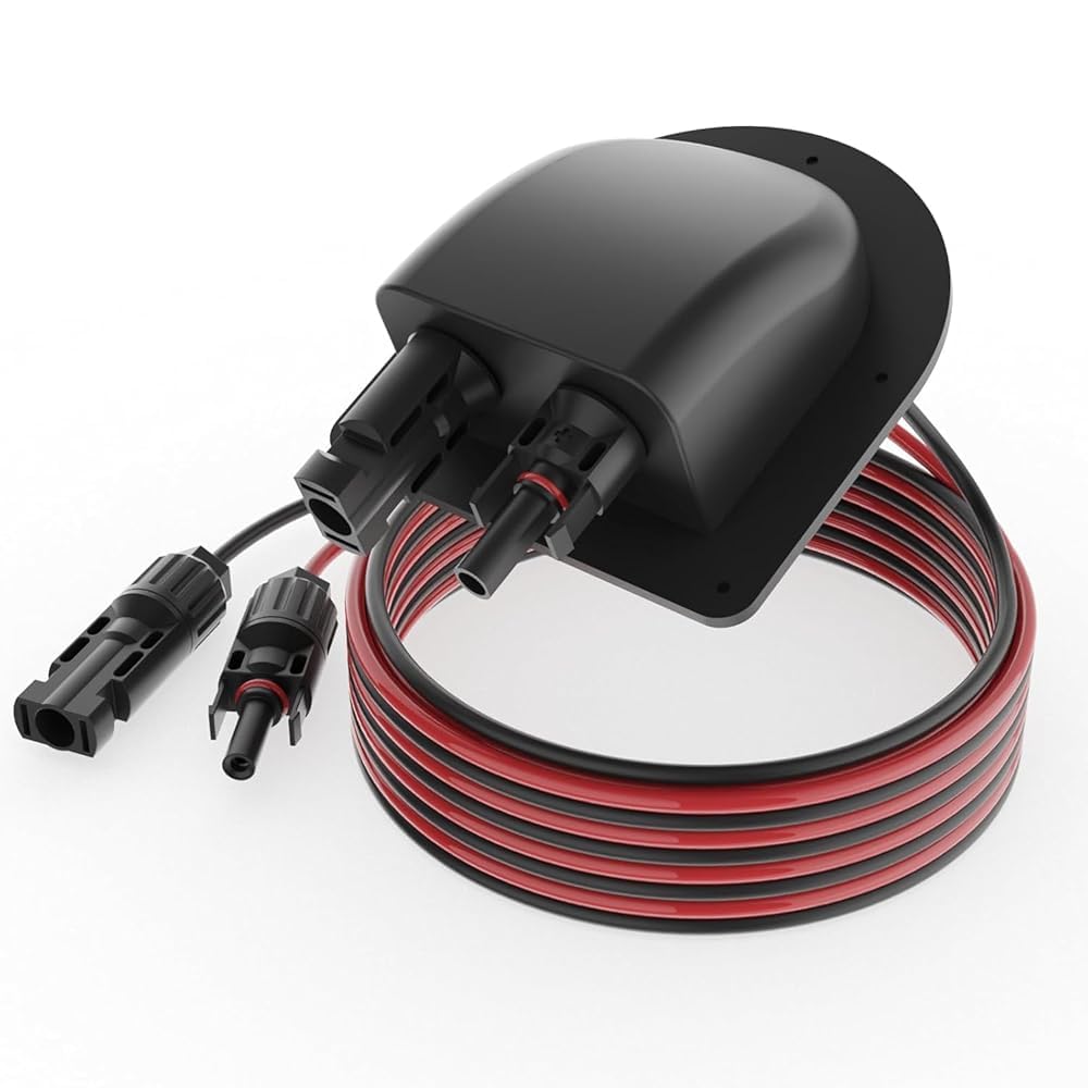 Photo 1 of TerraSitze Waterproof Solar Cable Gland Entry Housing Solar Junction Box Fit for roof Panels on RV Boat, Camper, Van, Building, Garage, Shack, with 10Ft 10AWG Solar Extension Cable Connector