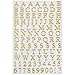 JAM PAPER Self Adhesive Alphabet Letter Stickers - Gold - Upper & Lower Case - 2 Sheets/Pack