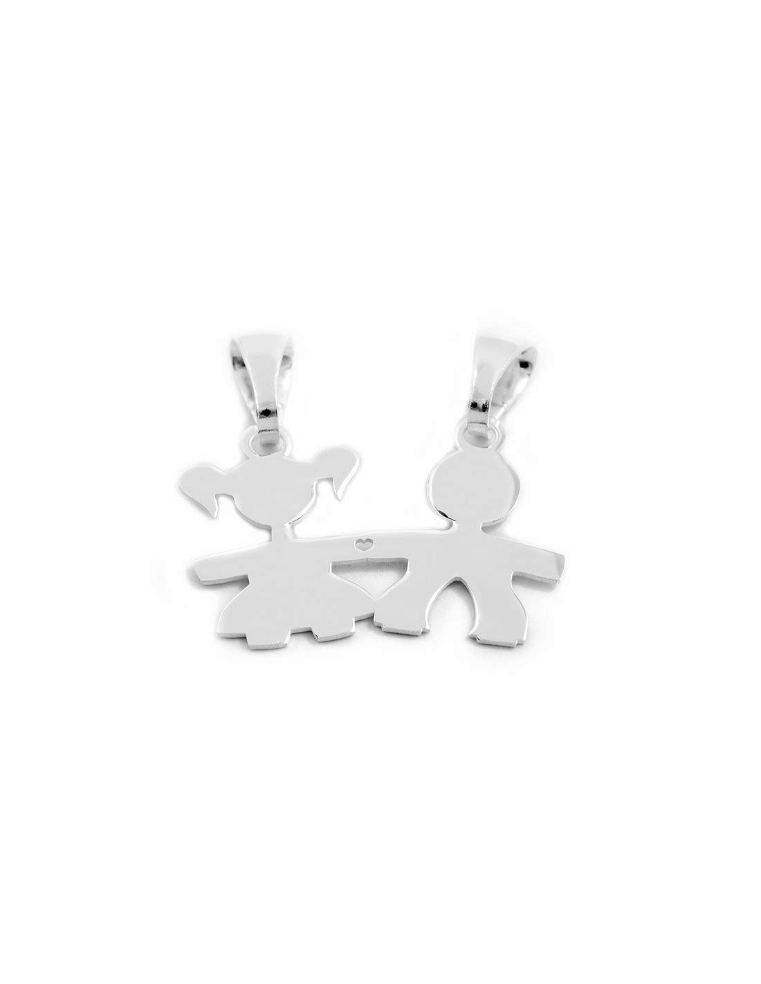 Mondepetit 925 Sterling Silver girl and boy divisible pendant