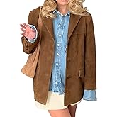 IDEALSANXUN Womens Suede Jacket Fall Winter Fashion Casual Oversized Faux Leather Blazer Jacket Trench Coat