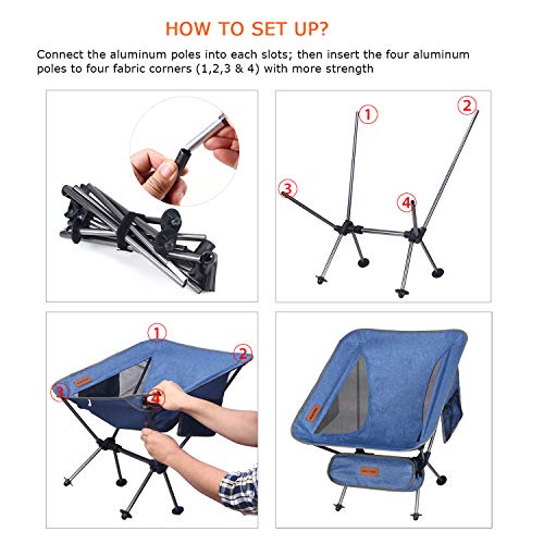 RISEPRO Denim Camping Chair Ultraleichte tragbare Klappstühle mit Tragetasche Heavy 145 KGS Kapazität Klappstuhl Camping… – Bild 5