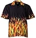 Benny's Red Flames Bowling Shirt L
