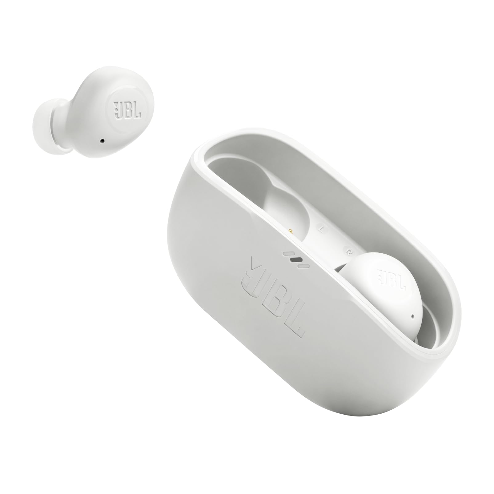 Photo 1 of JBL Vibe Buds - True Wireless Earbuds, Smart Ambient, VoiceAware, Up to 32 total hours of battery life with speed charging, Water and dust resistant, JBL Deep Bass Sound (White)