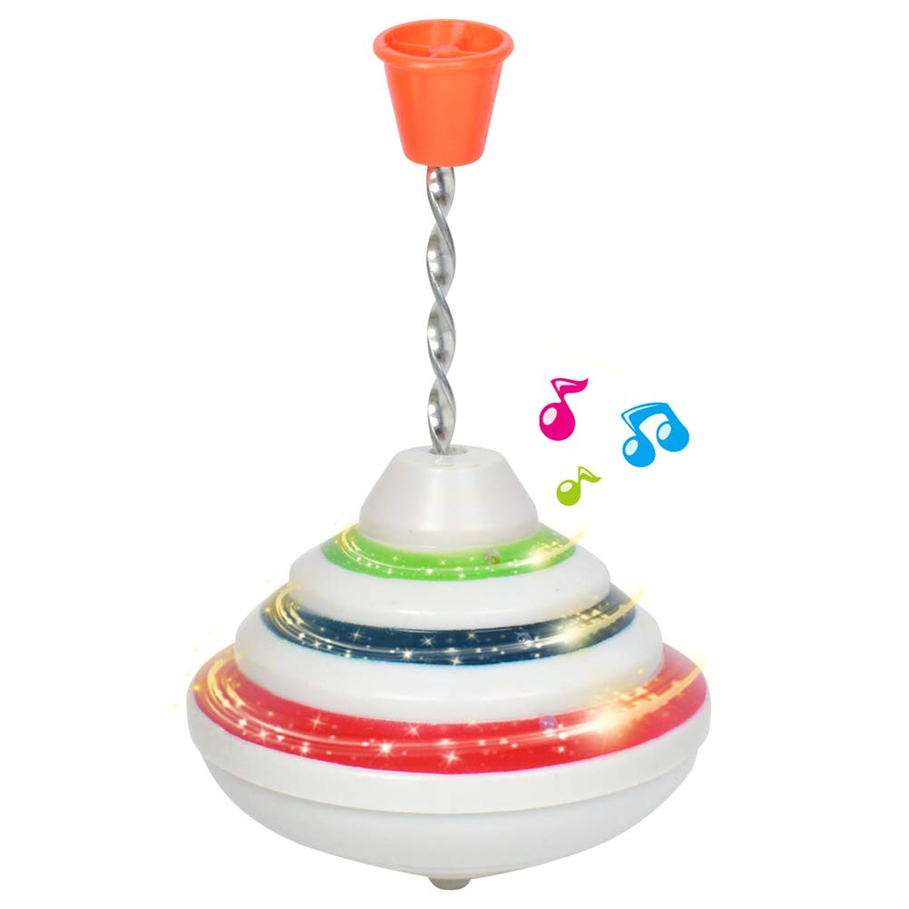 Push Down Spinning Top Toy with LED and Music Peg-top Hand Spinning Gyro Toy Gift for Kids