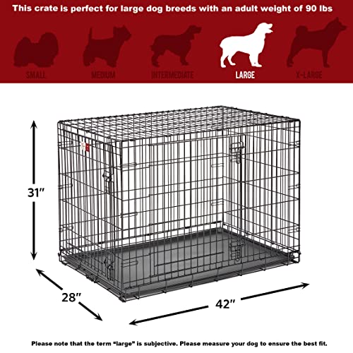 Large Dog Crate MidWest Life Stages Double Door Folding Metal Dog