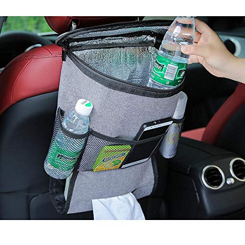 Westspark Car Seat Back Heat Insulation Organizer, Auto Back Seat Hanging Cooler Bag Travel Storage Multi- Pocket Heat-Preservation Insulated Wrap Bottle Bag with Mesh Pockets