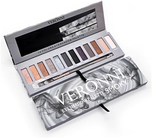 Eyeshadow Palette Smoky Makeup kit,Matte&amp;Shimmer 12Colors | High Pigmented | Vegan Nude Warm Natural Smokey Pro Eye Shadows with Mirror&amp;Eye Brush Cosmetic Set