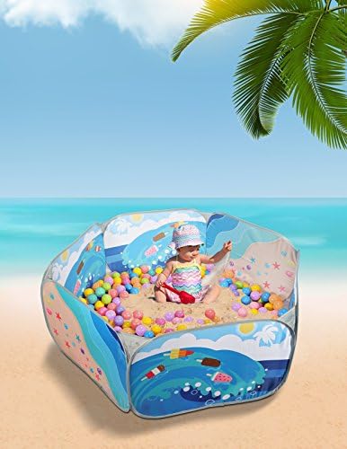 SUGAR Q Large Portable Folding Pop-Up Blue Beach Play Tent Ball Pit Ball Pool Playpen Toy,Ideal for Kids Girls/Boys Birthday Gift Party Indoor/Outdoor Non-Toxic/Odor-Free with 25 Plastic Balls