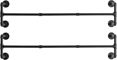 IBUYKE Wall Mounted Clothes Rail Set of 2 127cm Industrial Pipe Rack TYJ002H-2