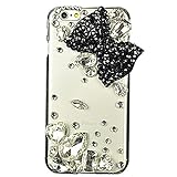 iPod Touch (6th Generation) Case, STENES Luxurious Crystal 3D Handmade Sparkle Diamond Rhinestone Clear Cover with Retro Bowknot Anti Dust Plug - Bowknot / White