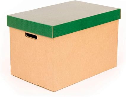 Kartox | Cajas de almacenamiento con tapa verde mate | Cajas para mudanza y almacenaje de