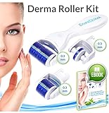 DERMA ROLLER KIT - 540 Titanium Microneedle Advanced Beauty Skin Care Set - Comes With 20 Page Instructional E-Book!