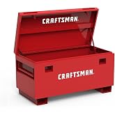Craftsman 48-Inch Jobsite Box, Heavy Duty Job Box, Weather-Resistant, Red | Steel Job Site Toolbox for Trucks, Gas Strut Lift Assist, Recessed Dual Lock System, Forklift Rails &amp; Swing-Up Handles