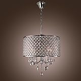 LightInTheBox Modern Drum Chandeliers with 4 Lights Pendant Light with Crystal Drops in Round Ceiling Light Fixture for Dining RoomBedroom Living Room