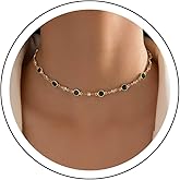 YienDoo Boho Green Crystal Choker Necklace Chain Gold Vintage Tiny Emerald Crystal Disc Choker Minimalist Green Rhinestone Bead Satellite Necklace Costume Jewelry for Women