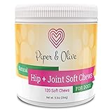 Piper and Olive Glucosamine Chondroitin, Hip and Joint, MSM, Organic Turmeric Soft Chews Supplement for Dogs, Supports Healthy Joint Function, 120-Count