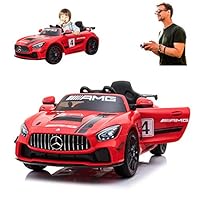 Kidsclub Electric Cars for Kids Ride on Car with Remote Control 12V Power Wheels Truck Toy Radio Parental Control LED Lights Motorized Cars Battery Powered Vehicles Mercedes Benz AMG for Toddler