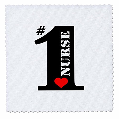 3D Rose Number Nurse Big Numeral One with Red Heart Square Quilt, 25 x 25