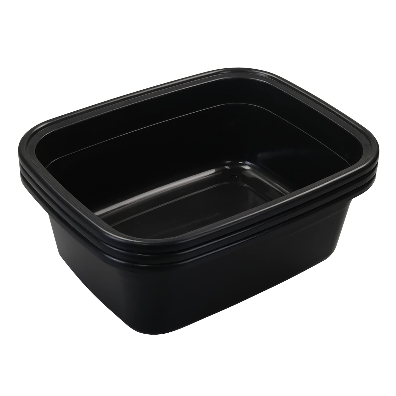 Ordate 15 L Plastic Washing up Bowl Basin, Black, 3 Packs