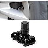 Osilly Car Tire Stem Valve Caps, 4 Pcs Aluminum Alloy Valve Stem Covers, Corrosion Resistant Leak-Proof Tire Cap Cover Accessories, Hexgon Style Wheel Air Valve Caps for SUV Car Bike (Black)
