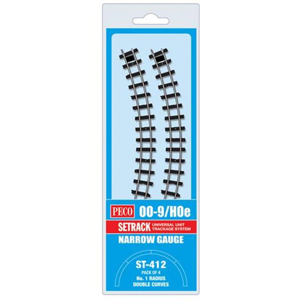 Peco ST-412 Setrack No.1 Radius Double Curves (Pack of 4) OO-9 Gauge