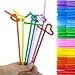 Tomnk 200PCS 10.3 Inch Disposable Flexible Drinking Straws Plastic Straws