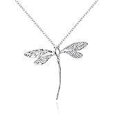 WPPHXY 925 Sterling Silver Pendant Necklace Delicate Dragonfly Pendant Necklace Handmade Charms Necklace for Women Jewelry Gift
