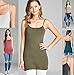 Emmalise Clothing Women's Basic Casual Plain Long Camisole Cami Top Tank, Large, Black