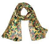 CTM® Womens Long Satin Christmas Holiday Holly Leaves Scarf