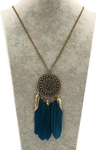ERAWAN Women Fashion Retro Dream Catcher Pendant Long Sweater Chain Necklace Gift EW sakcharn (Blue)